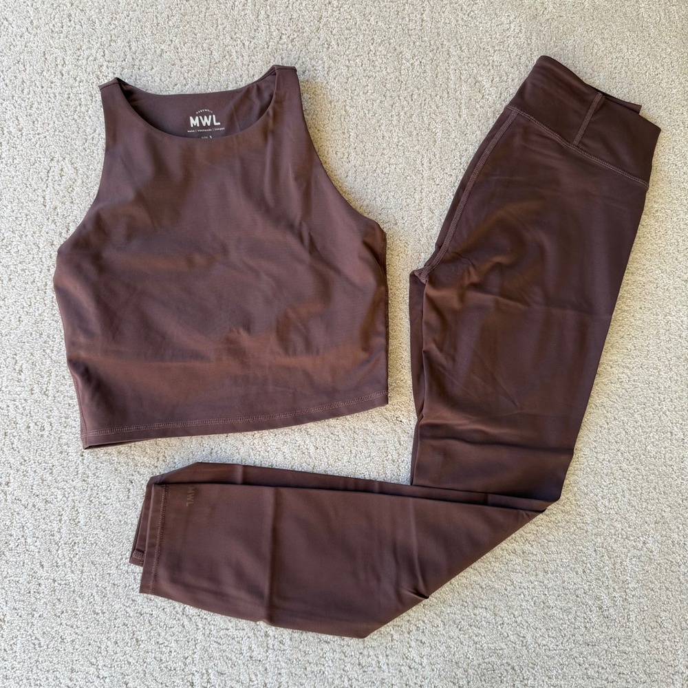 Madewell MWL Form High Rise 25 Leggings Hot Cocoa Brown Ribbed Size S